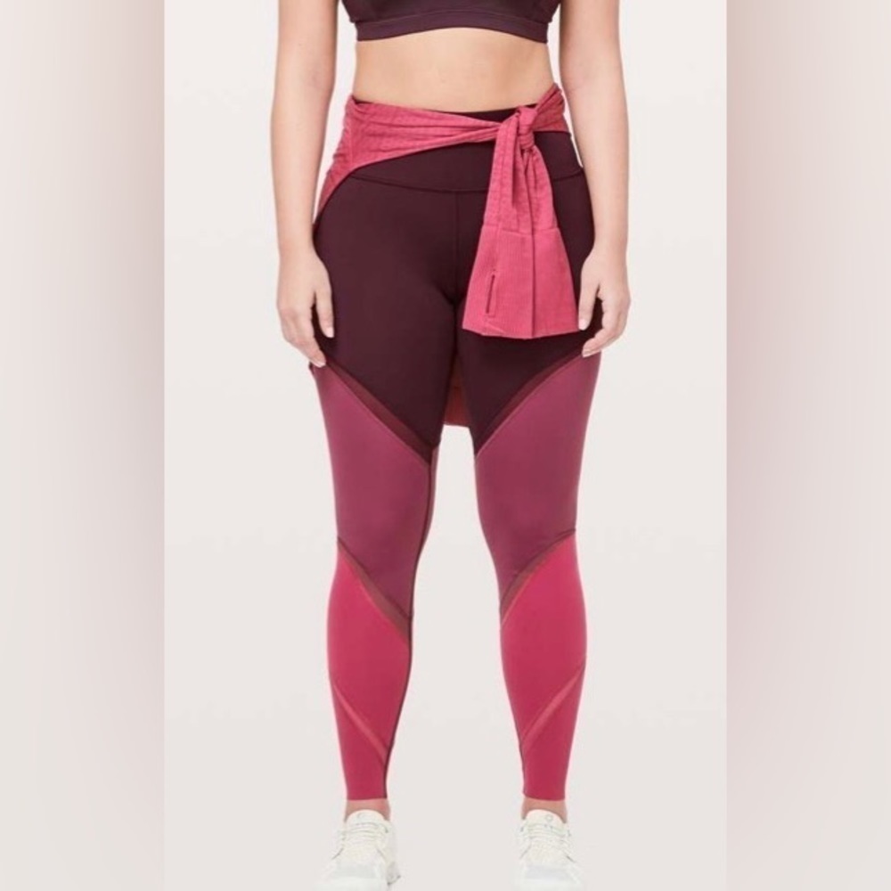 Lululemon Colour Me Ombre Tight size 6 
Dark Adobe / Blush Berry / Violet Red
